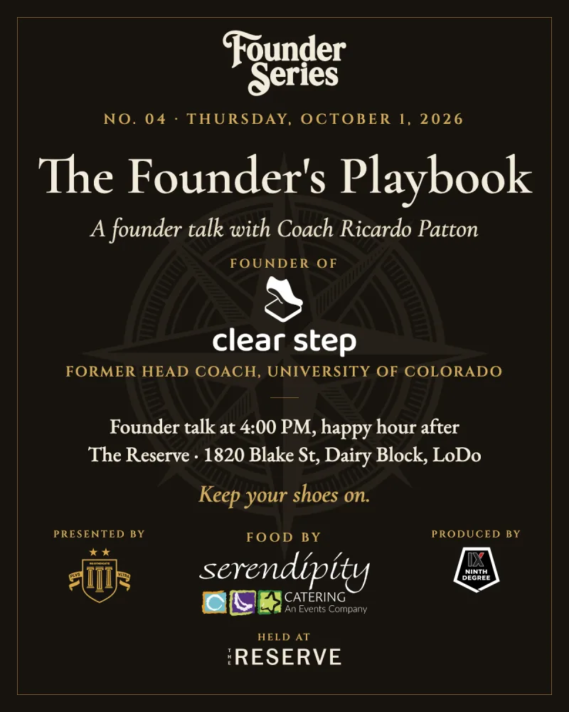 The Founder Series No. 04 invitation card, naming Coach Ricardo Patton, The Reserve, and all four partners